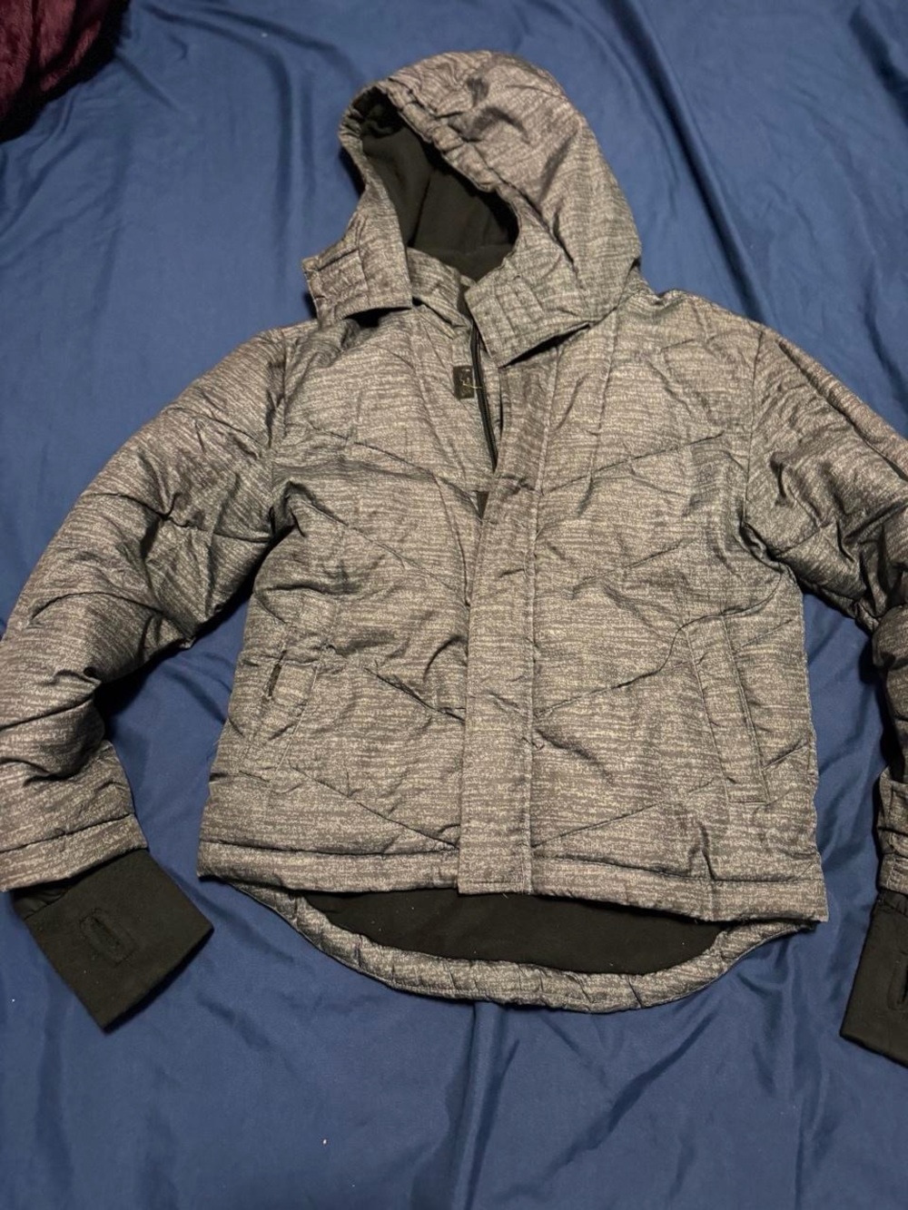 Boys Heather Gray Hooded Puffer Jacket - Casual Winter Coat